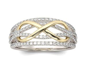Anéis de casamento Design da moda Cubic Zirconia Silver Color For Women Two Tone Ring Engagement Promise de joias Presentes3055933