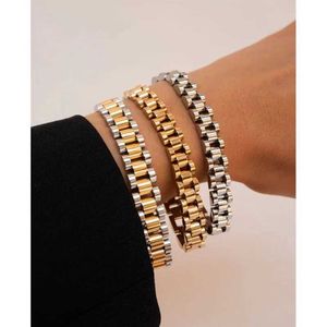 Chain Tarnish Free 2023 new stainless steel gold-plated detachable wristband bracelet womens and mens gold bag bracelet J240508