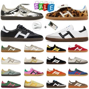 Addida Samba Gazelle Gales Bonner Samba Leopard print men women silver metallic black white pink scarlet【code ：L】red green brown sneakers trainers