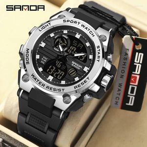 Wristwatches SANDA Sport Watch For Men Military Quartz Man Waterproof Dual Display Digital Wristwatch Clock Relogios Masculino