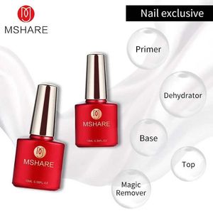 Gel de unhas mshare 10ml Base Coat top Gel Construção transparente Primer desidratador Primeiro aprimorado Ponto de imersão UV cola LED Q240507