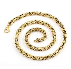 OUMI Selling Fashion Mens Gold Plated Stainls Steel Chain Byzantine Link Necklace193U5504716