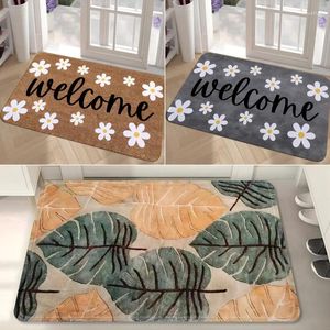 Carpets Floral Leaves Welcome Door Mat For Home Entryways Decor Non-slip Bathroom Entrance Floor Carpet Kitchen Rugs Washable Doormat