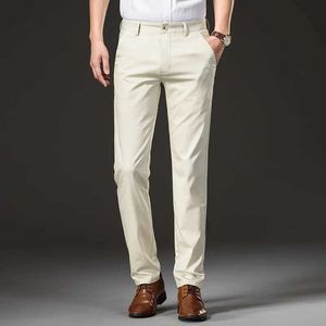 Mäns byxor 2022 Spring/Summer Brand Bambu Fiber Lightweight Straight Pants Business Gentleman High midja Thin Pants J240507