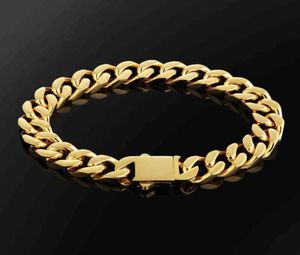 KRKC 12 mm kubańska bransoletka Men039s 18K Real Gold Galwalating Wysoka jakość złota bransoletka Men039s Style biżuteria 263e4224138