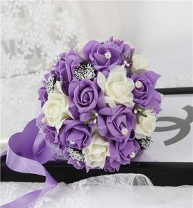 Fiori di bouquet da sposa rosa con fiori fatti a mano in schiuma rosa bouquet di nozze artificiali eleganti bridal tiene fiori cameriera di ho5971181