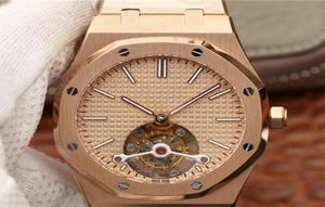 Najlepsza jakość mężczyzn luksusowe zegarki projektant Rose Gold Series ze stali nierdzewnej 26522 Real Tourbillon CAL2924 WWINKING MECHANical ME5716371