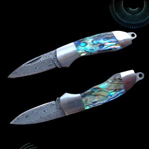 Mini Pearl handle Damascus Steel Pocket folding knife Blade Outdoor Camping Fishing pocketknife fruit Knives Defense EDC Tool