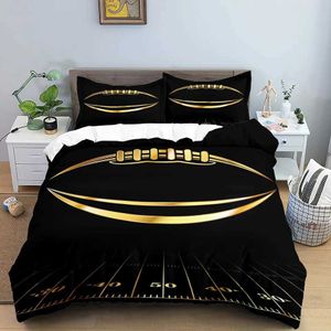 Bedding Sets American Football Consold Bedding Set Luxury Rugby Duvet Capa travesseiros queen king size quilt cover têxtil j240507