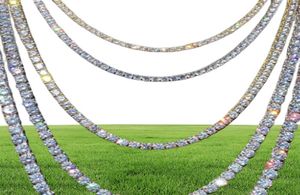 Iced Out Tennis Chains 1 Row Mens Necklaces Gold Silver Plated Luxury Fashion Artificial Diamond Rhinestone Bling Hip Hop Jewelry 5489713