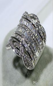 Luxury Jewelry Unique 925 Sterling Silver Full Stack 5A Cubic Zirconia CZ Diamond Wide Rings Party Women Wedding Band Finger Band 2319548