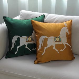 Horse Embroidery Pillows Luxury Gray Gold Cushion Case Modern Decorative Pillow Cover For Sofa Chair Home Decorations 240508