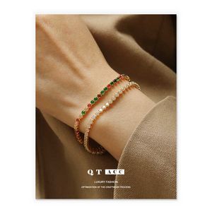 Colorido de colar de zircão pulseira feminina coreana designer Ins líquido de cor vermelha colorido colar de diamante colar novo ornamento de mão