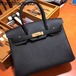 Platinum Wax Thread Handbag Sewn Luxury Women's Bag French Togo Handbag 25/30cm Bag Handmade Genuine Leather