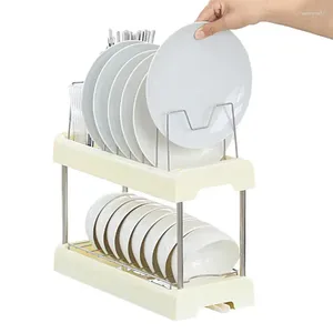 Racks de pratos de armazenamento de cozinha para balcão de rack de 2 camadas de camada de camada