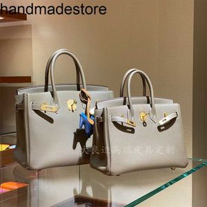 for Handbag Platinum Handbag Women with Lychee Pattern Togo Calf 25/30 Handmade Genuine Leather