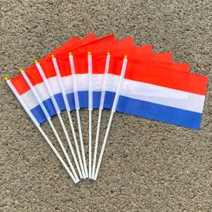 Tillbehör Anpassad handflagga 100 st Nederländerna Handflagga 14*21 cm polyesterbanner