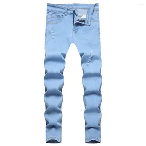 Jeans masculinos Spring Men Homens de estilo simples Lápis magros calças de lápis masculino Slim Fit Rogging para calças jeans
