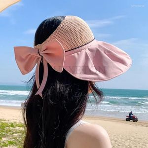 Berets Women Bucket Hat Summer UV защита от солнца шляпы сплошной цвет мягкий складной широкий краев на открытом воздухе пляжные шапки панамы