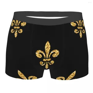 Underpants Men's Panties Golden Fleur De Lis Pattern Male Man Short Boxer Underwear