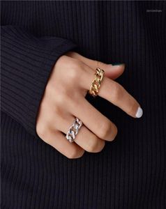 Pierścienie klastra punkowe złoto srebrny kolor łańcuchowy ed geometryczny dla kobiet vintage otwarty regulowany ring16063810