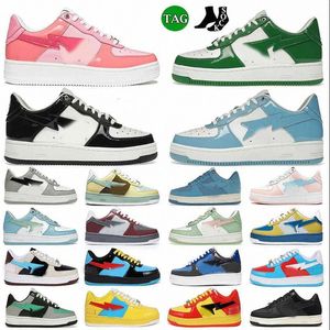 Designer Sapatos casuais baixo para homens tênis de tênis patenteado preto bapsta branca azul camuflagem skate skateing sports sports star treinadores8rwh#