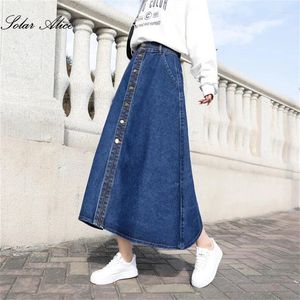 Юбки 2024 Женская весна и летняя джинсовая юбка в средней длине в форме зонтика
