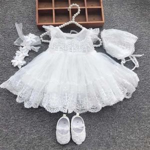 Abiti da battesimo Baby Baptist Dress Nuovo matrimonio First Birthday Party Girl Lace Princess White Christmas Q240507