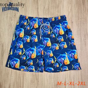 Vilebrequin Tartaruga marinha Micro elástica de secagem rápida de estilo europeu e americano Surfing calça de praia calças de flores masculino casual shorts 315