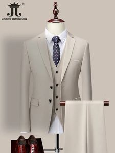 14 Kolor M-6XL Kurtka Paski High-end Marka Formal Business Mens Suit Trzyczęściowy suknia ślubna Groom Solid Kolor Suit 240507