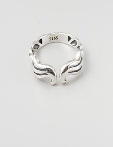 925 sterling silver jewelry wings shape retro silver plain silver open ring jewelry9742158