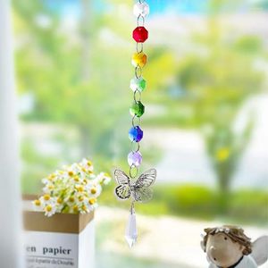 Dekoratif Figürinler Çakra Suncatcher Kelebek Asma Gökkuşağı Markeri Garland Kristal Icicle Prizma Sarkaç Işık Yakalayıcı Boncuk Zinciri