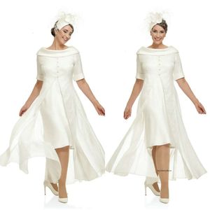 2020 Modest JoyceYoungCollections Juvelhalvhylsa av bruden med jacka Satin Crystal Mother Dress Formella aftonklänningar 0508