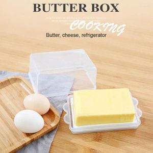 Storage Bottles Butter Dish Box Holder Tray With Lid And Knife Cheese Board Server Crisper Transparent Plastic Container Kitchen Tools