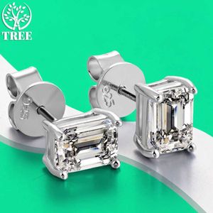 Stud ALITREE 5 * 7mm 1ct Mosonite Earrings D VVS1 Rectangular Cut Diamond 925 Sterling Silver Womens Jewelry Accessories Q240507