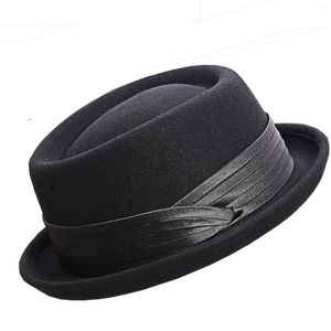 Beretti da donna Cappelli Fedora di berretti da uomo Fedora di maiale cotta con filo jazz di lana di maiale