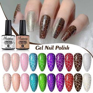 Nagelgel 8ml Cracked Nail Polish Gel Quick Torking Weathering Crack Photo Lime UV Snake Mönster Fist Tool Q240507