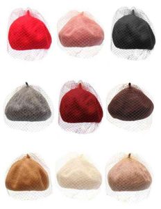 Ladies Women Autumn Winter Warm Wool Beret Cap Mystery Net Veil Style Female Outdoor Elegant Hats Bonnet Hat Y1QD J2207225130789