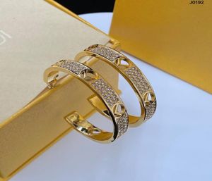 Hoop earrings with letter F diamonds Gold and Silver for lady Women Party Wedding Lovers gift engagement Jewelry Bride1803170