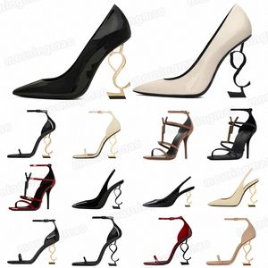 Hochwertige Frauen Kleiderschuhe High Heels Damen Designerin echte Lederpumpen Lady Sandalen Hochzeit schwarz goldenes Gold Heelfz8l#