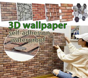 Papel de parede adesivos 3d decoração de parede tijolo de pedra auto -adesiva de parede de parede à prova d'água de crianças modernas decoração de casa de casa banheiro de cozinha l7342420