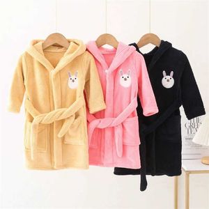 Pajamas Winter Bathroom Boys Cartoon Hooded Warm Pajamas Baby Girls Dress Flannel Home Set Pajamas A1138L2405