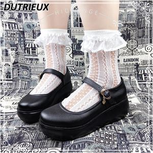 Sapatos casuais estilo japonês garotinha macia cunha lolita grossa plataforma média de plataforma moda de verão outono para mulheres