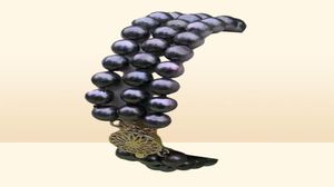 3 Stränge natürliche 89 mm tahitianische schwarze Perle Armband W0127827429