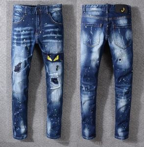 2020 Nya jeans högkvalitativa lyxmän designer jeans lapp smala färg små fötter lokomotiv män jeans storlek 29406116174