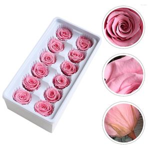 Fiori decorativi 12 pezzi/scatola conservata teste di arredamento da sposa fresco rose seccate immortale vita fatta fatta a mano fai -da -te disposizione eterna