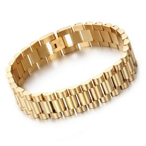 Fashion 15mm Mens Womens Watch Band Bracelet Hiphop Gold Silver Stainless Steel Watchband Strap Cuff Bangles Jewelry4053295