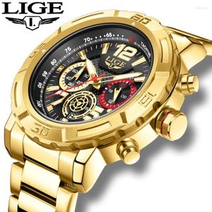 Wristwatches LIGE 2024 Luxury Quartz Watch For Men Fashion Sport Luminous Chronograph Stainless Steel Wristwatch Auto Date Male Clock