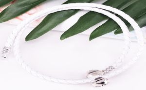 Poments P Bracelete de couro duplo de tecido duplo - Ivory White Authentic 925 Sterling Silver Style Jóias 590745CIW -D Bracelet4883010