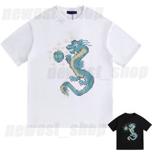 Mens T-Shirt tshirt Plus Size luxury designer Casual Classic dragon letter t shirts Crew Neck cotton black white cartoon loose oversize Top Tee us S M L XL